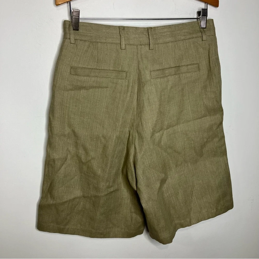Zara cotton linen blend shorts green women’s size 29 new‎ without tags modern